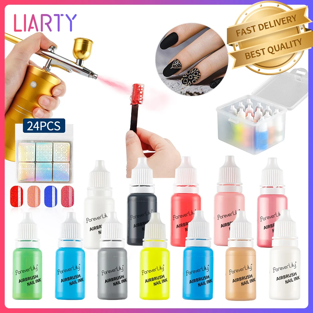12 Colors 10ML Airbrush Nail Ink For Airbrush Spray Nail Polish Art