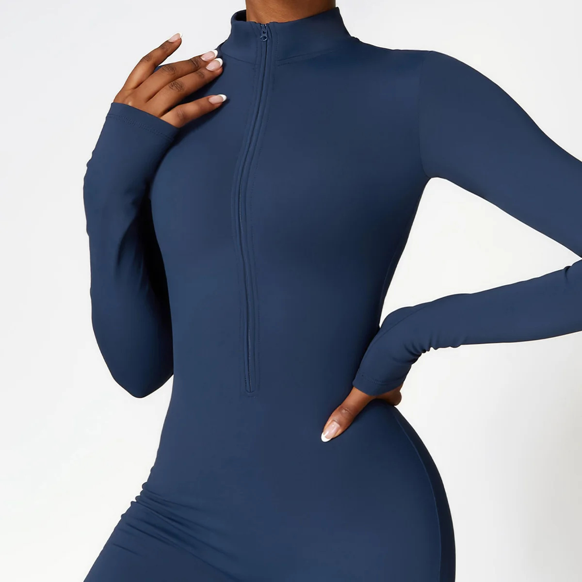 New Yoga Fitness Outfit Female Jumpsuits Sporty Workout Zipper Jumpsuit Women Rompers Long Sleeve Skinny Activity Wear Overalls