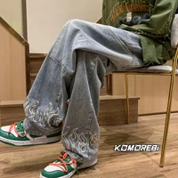 Vintage Straight-Leg Casual Jeans For Men Spring Autumn Loose-Fit High-Street Style Wide-Leg Father Pants Trendy Brand Ins