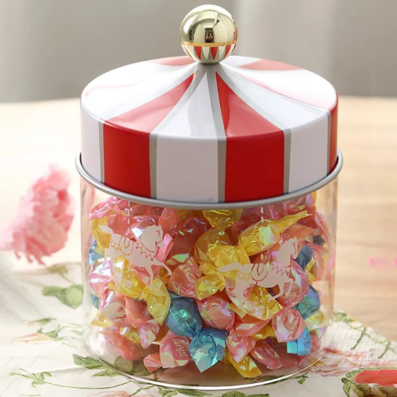 Storage Jar 1300/980/630ML Carousel Sealed Can Moisture-Proof Transparent Glass Candy Box Cookie Coffee Seal Tank