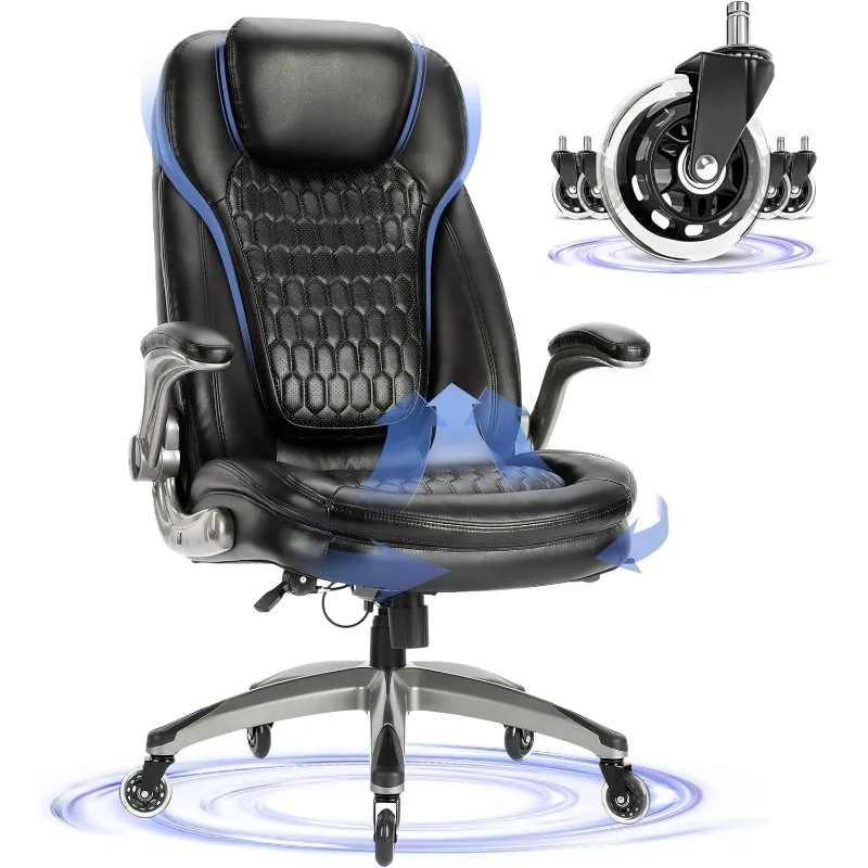 COLAMY Office Chair-Ergonomic Computer Desk Chair with Thick Seat for Comfort, High Back Executive Chair with Padded Flip-up