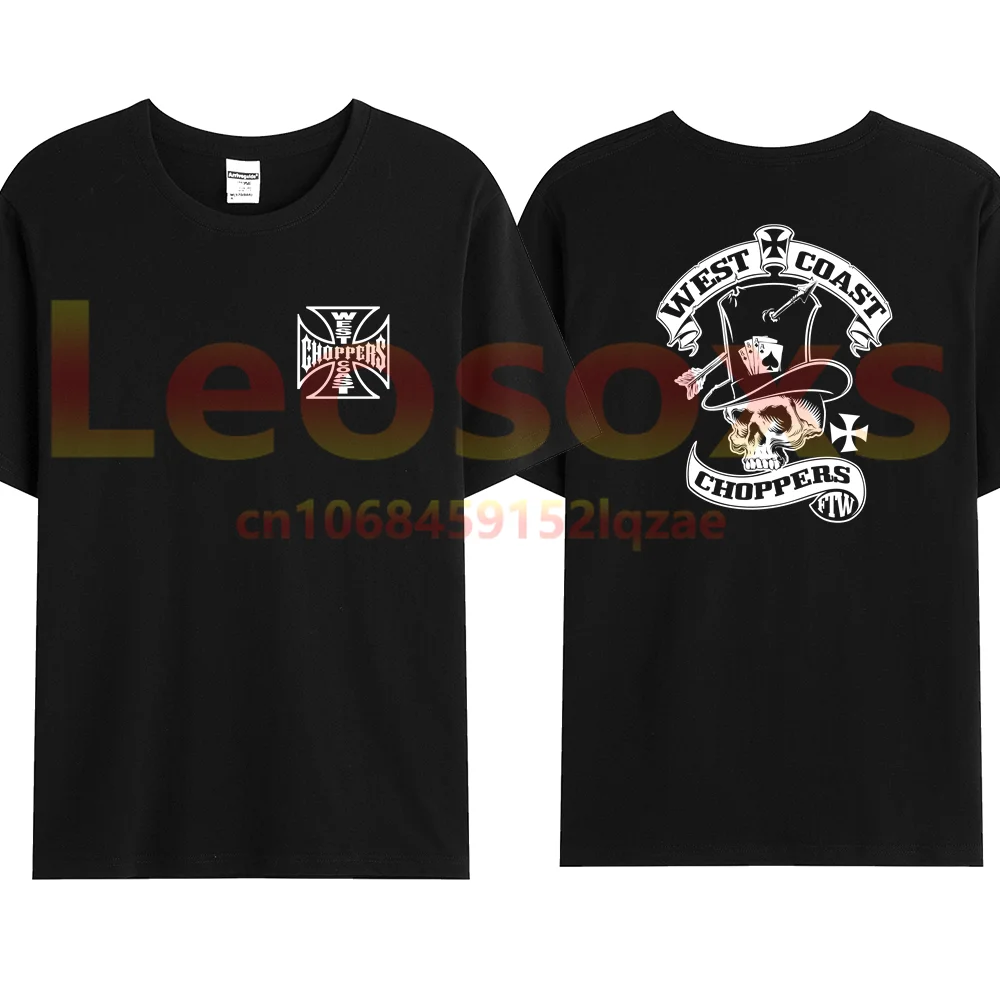 

[TEW] New summer men's West Coast Iron Cross Choppers Leosoxs T-shirt pure cotton unique breathable women's short sleeve
