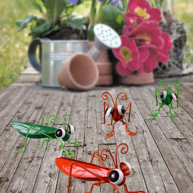 Kézzel Készített Fém Szöcske Kerti Dekoráció Kültéri Fali Művészet Szobrok Hátsó Udvar Kerítés Dísz - Image 3