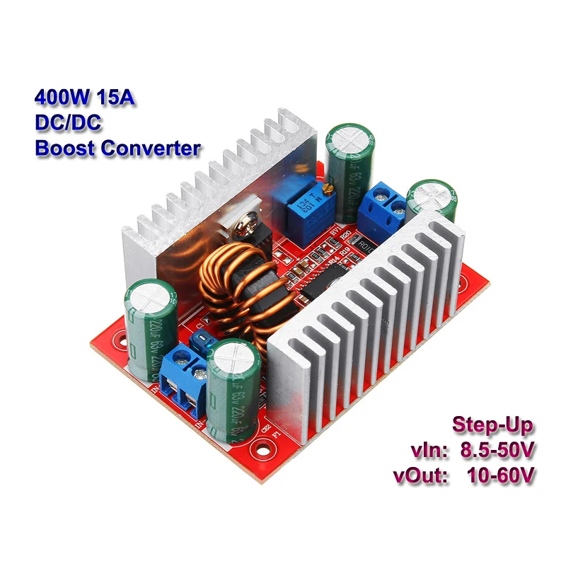 400W 15A DC-DC 부스트 컨버터 스텝 업 전원 공급 장치 모듈 조정 가능한..
