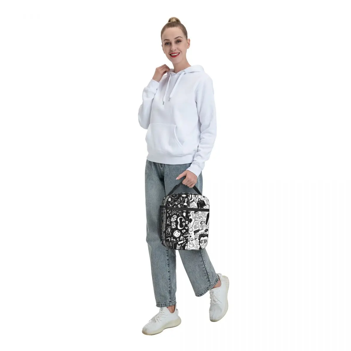 Unus Annus Memento Mori Symbol Insulated Lunch Bag Black And White Ethan Markiplier Mark Resuable Cooler Thermal Bento Box Kids