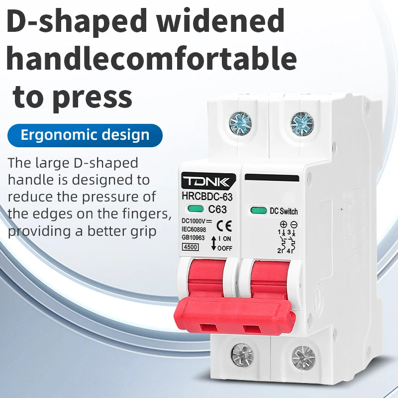 DC 1000V Solar Mini Circuit Breaker 2P 6A-125A For PV System