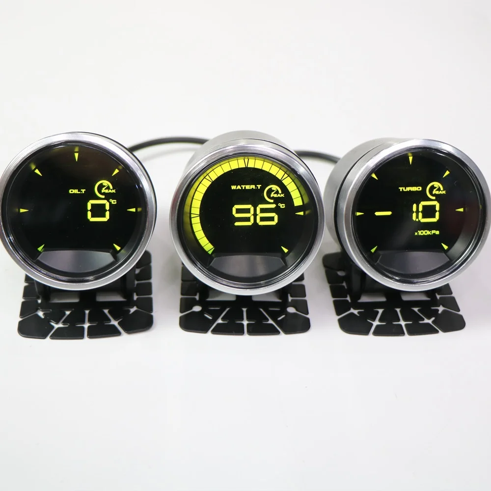 Def A2 7색 OBD2 게이지 2.5인치 수온계, 유압계, 터보 오일 온도계, 진공계, 전압계, 범용 60mm 자동차 계기판