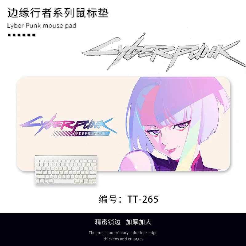 Cyberpunk Cute Mouse Pad para Jogos Desk Mat Desktop Anime Keyboard Large Mousepad Desktop Cartoon Rebecca Acessórios para Notebook - Imagem 4
