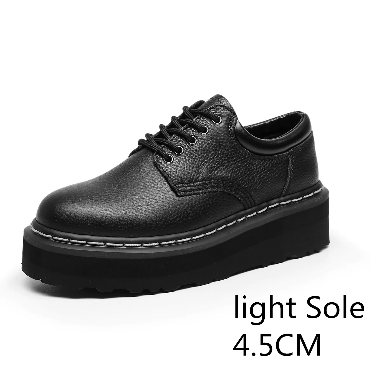 Leather mary jane shoes Unisex platform cowhide women's and men's leather shoes thick sole black Mary Jane shoes size 34-44