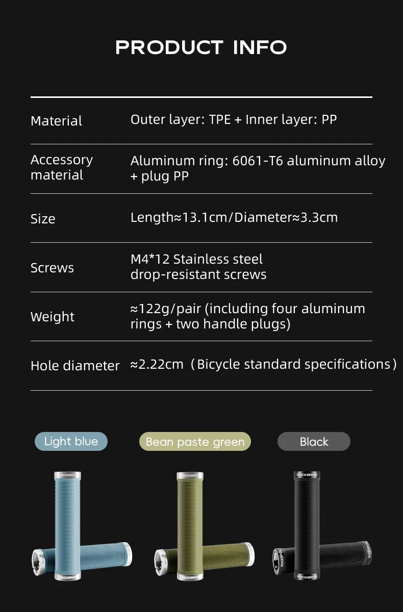 Description Picture 3 of itemROCKBROS Bicycle Handlebar Grips Rubber Soft MTB Mountain Bike Grips Dustproof Handlebar Protect Cover Aluminum Alloy Lock Ring
