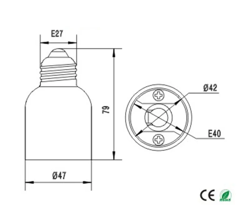 100PCS E27 To E40 E39 Light Socket Adapter,PBT High Temp Resist Housing CFL LED Screw To Mogul Base Converter