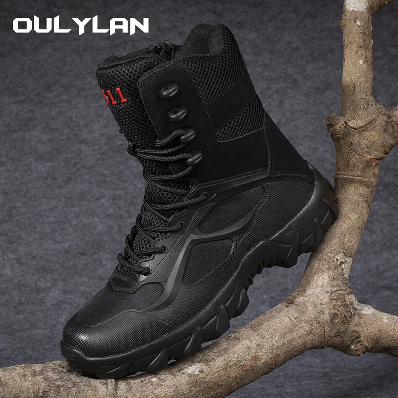 

2023 Large Size High-top Military Tactical Boots Men's Outdoor Hiking Shoes Training Combat Boots Desert Tooling Boots Work