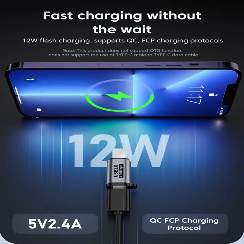 USB to Type C Adapter Type C Adapter IOS to Type C Adapter 2PCS Micro USB Male to USB Type c Female IOS Female to C Male 480Mbps Fast Data Charging Connector