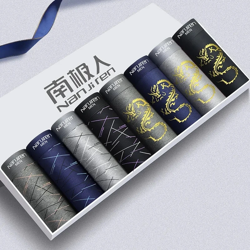 Трусы-боксеры мужские 8 шт./лот Мягкие штаны нижнее белье дышащие однотонные