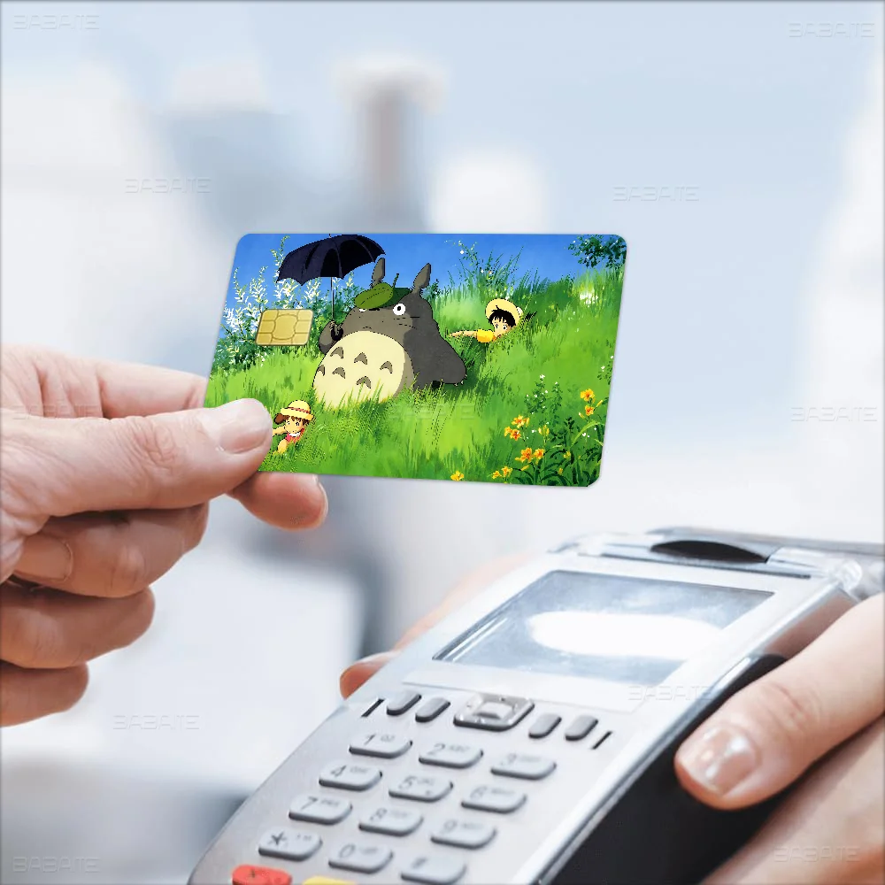 Kawaii T-Totoro Anime Credit Card Skin Sticker For VISA Bank Card Transportation Waterproof Sticker Anti-scratch Women Gift