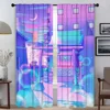 City Pop Curtains for Bedroom Halloween Decoration Kitchen Curtains 2 Pieces Window Curtain Partition Living Room Curtain Shades 1