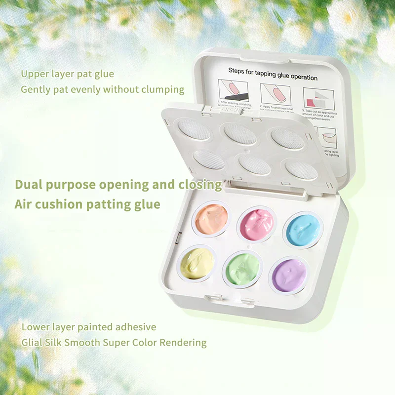 Set di Smalti Gel per Unghie con Effetto Cuscino d'Aria, 6 Colori, Smalto Pittorico, Colla per Unghie, Gel UV Soak Off, Effetto Sfumato - immagine 3