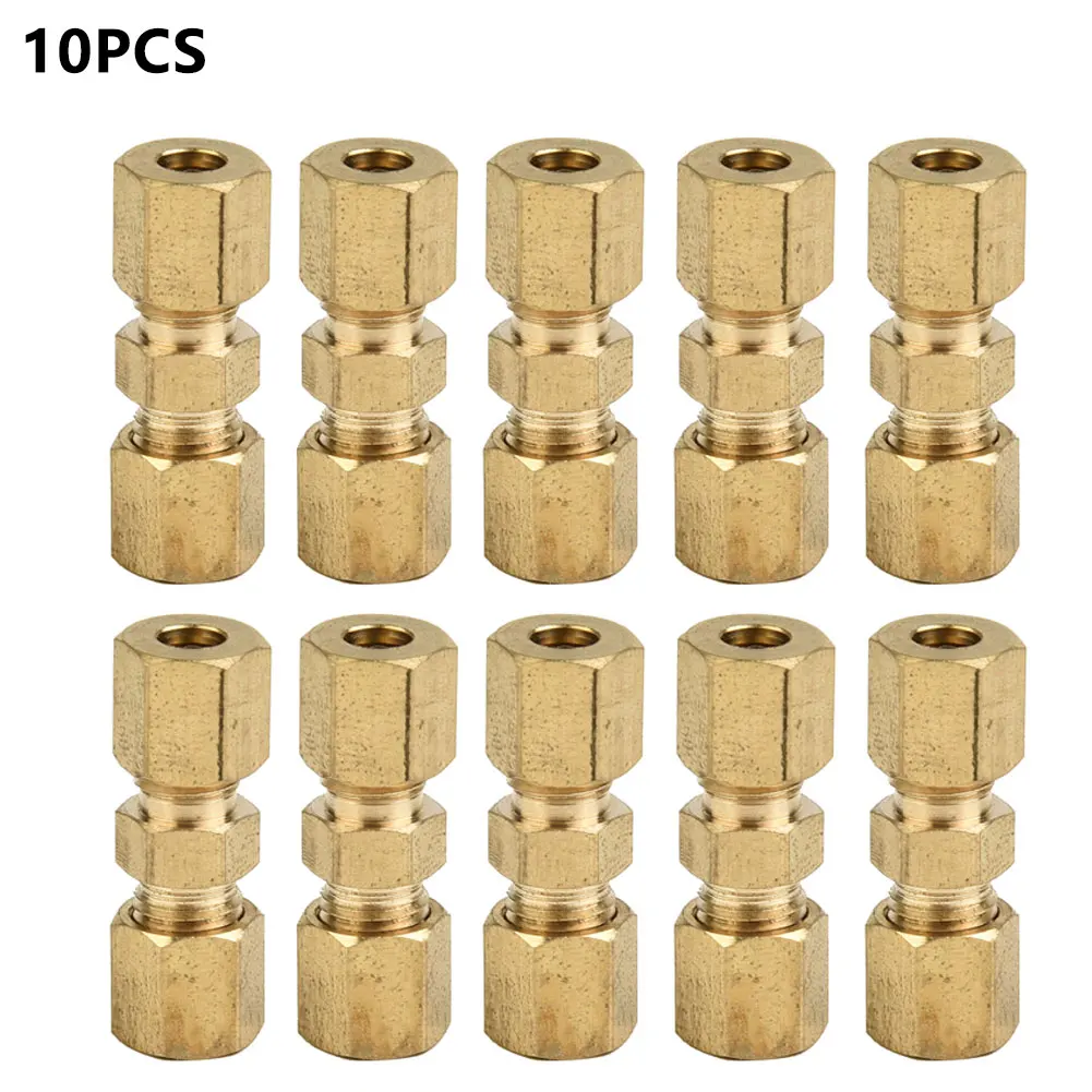 

10Pcs Brake Lines Pipe Brass Connector For Brake Line Without Flaring 4.75mm 3/16" Fittings Straight Reducer Compression Kits