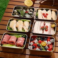 Ensemble de conteneurs de stockage des aliments en acier inoxydable, 5 pièces, boîtes à déjeuner hermétiques sans BPA pour la préparation des repas, le Camping et le bureau, lavables au lave-vaisselle 4
