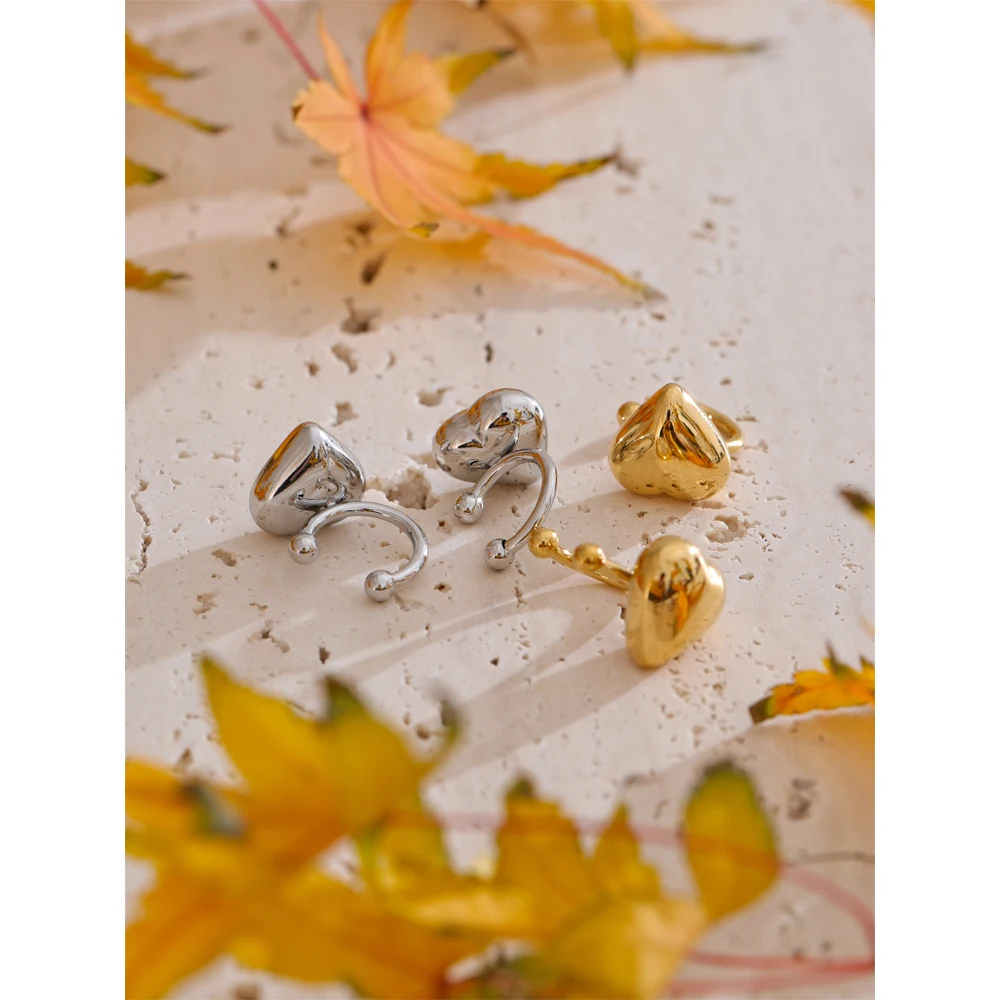 Yhpup Heart Love Ear Clip Earrings