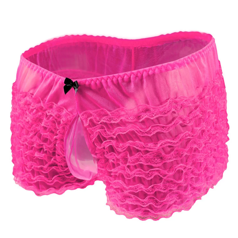 Men Underwear Sexy Panties Men's Sexy Panties Sissy Pouch Underwear Lace Briefs Cake Knickers Shorts Bowknot Underpants Sensual Lingerie