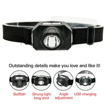 

New Mini Headlight USB Night Running Fishing Mountaineering Warning Light Camping Light Glare Flashlight Outdoor Equipment