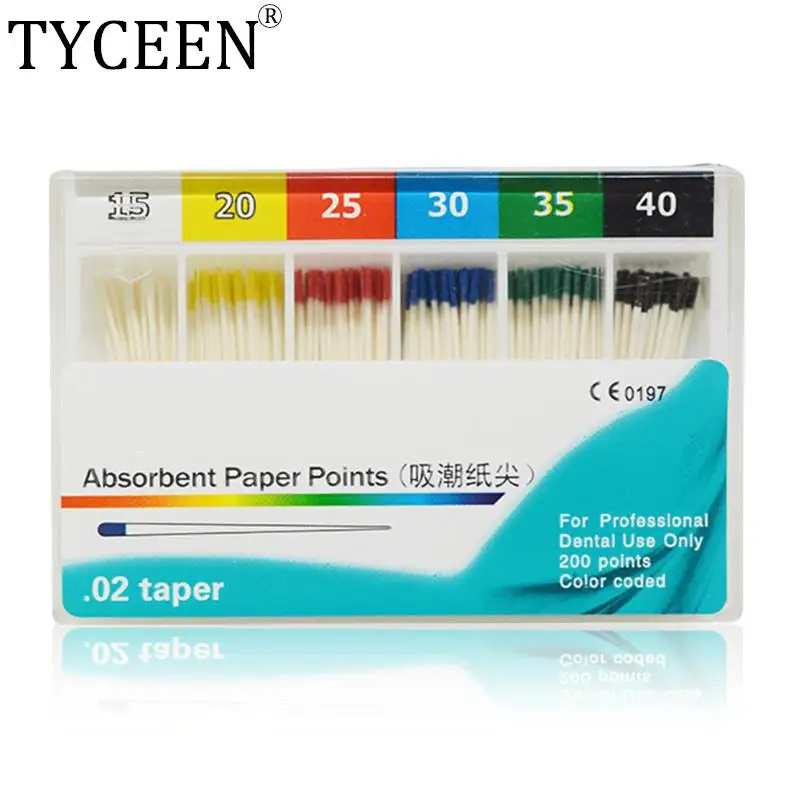 200pcs/pack Dental Absorbent Paper Points Mixed Sizes#15-40 Paper Tips