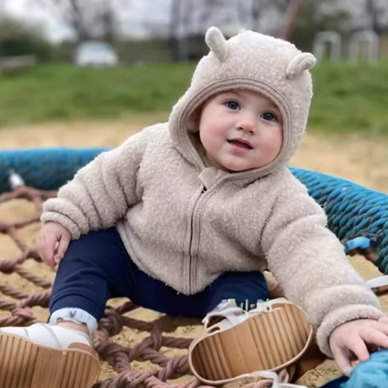 السترات والمعاطف معطف الأطفال على شكل الأذن الخريف والشتاء جديد لطيف طفل دافئ ملابس الأطفال الفتيان والفتيات بلايز