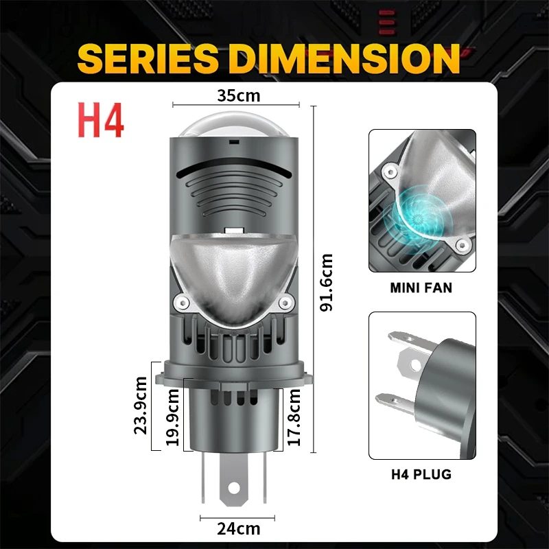 H4 Bi LED Mini Projector Lens LED Car Headlight Bulb CANBUS Bulb H4 High Low Light Fog lamp bulb 12V Auto Motorcycle Mini Lens led car lights led lights led bulbs led headlights led car headlights car headlamps
