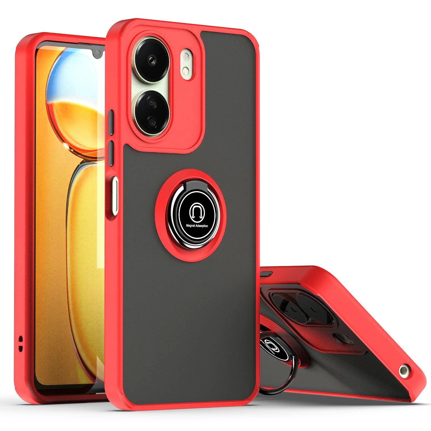 Armor Matte Case with Ring Magnetic Holder Stand - Robust Protection and Stylish Design