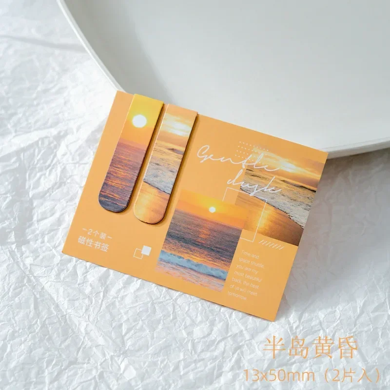 Floral Painting Bookmark Bookmarks Stationery Supplies Paper Bookmark 2pcs/set Creative Fashion Bookmark for Girl Aesthetic Landscape Clouds Butterfly Sunset Bookmark DIY Decor Scrapbook Journal