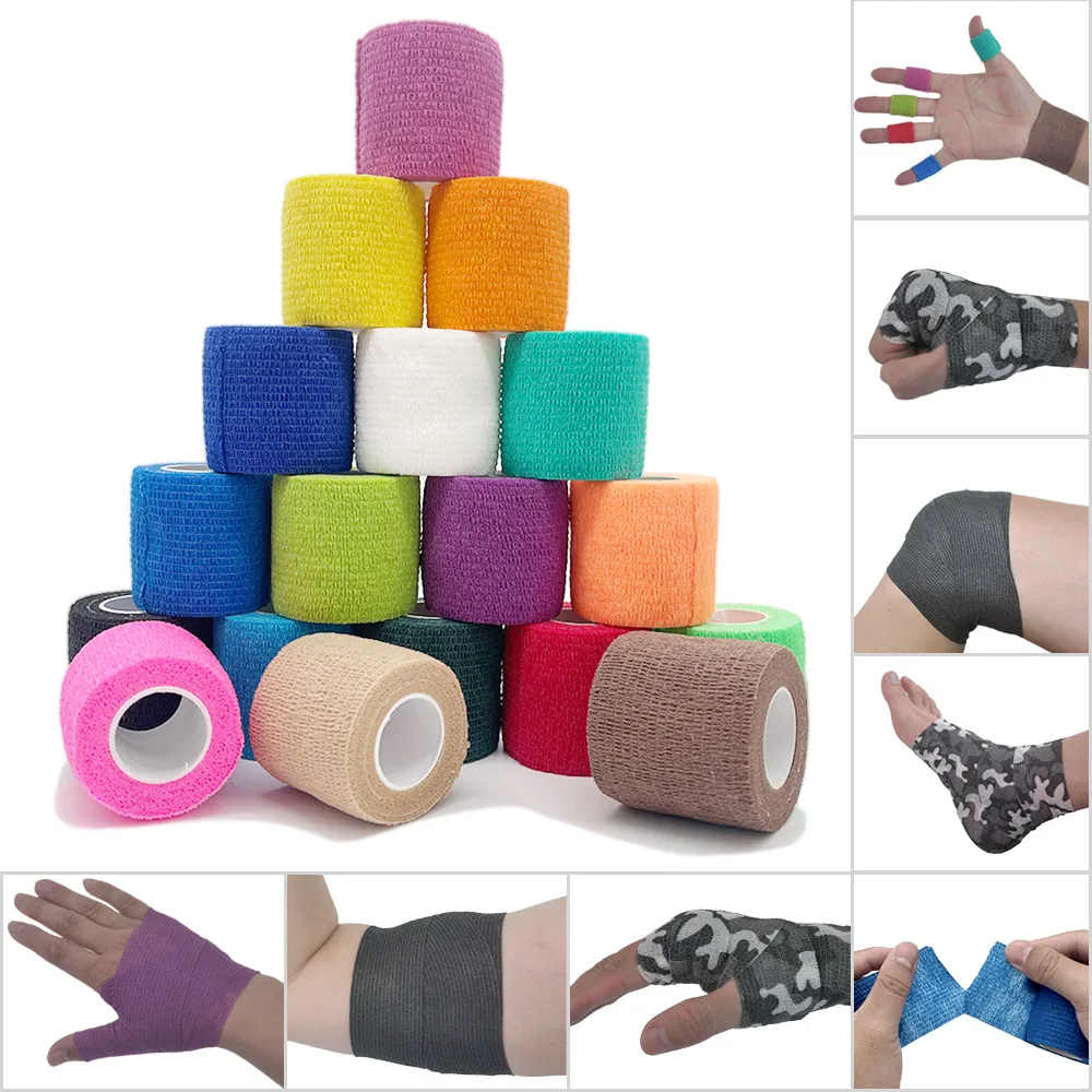 

4.8m Colorful Sport Self Adhesive Elastic Bandage Wrap Tape Elastoplast For Knee Support Pads Finger Ankle Palm Shoulder