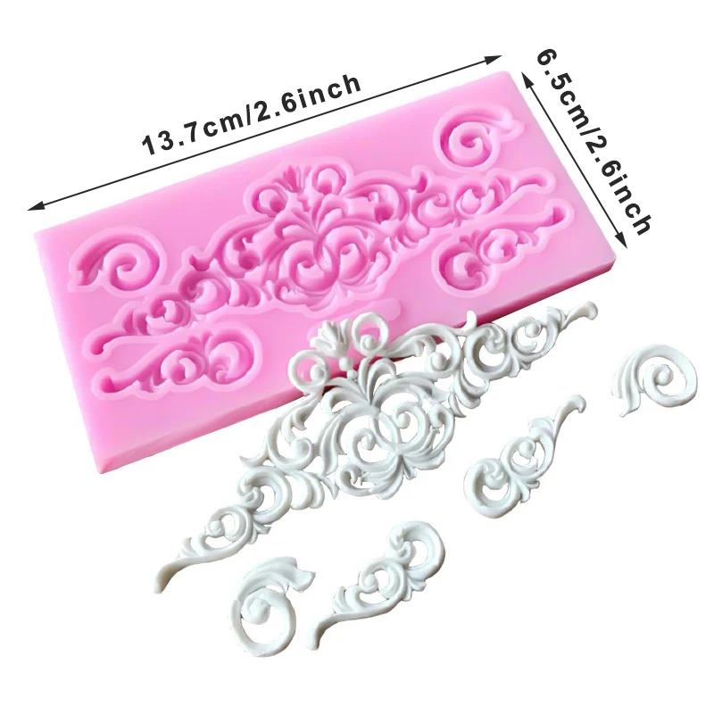 Moule à Fondant Baroque En Silicone - Forme Dentelle/filigrane Fleur Sculptée - Pour Décoration Gâteaux, Cupcakes