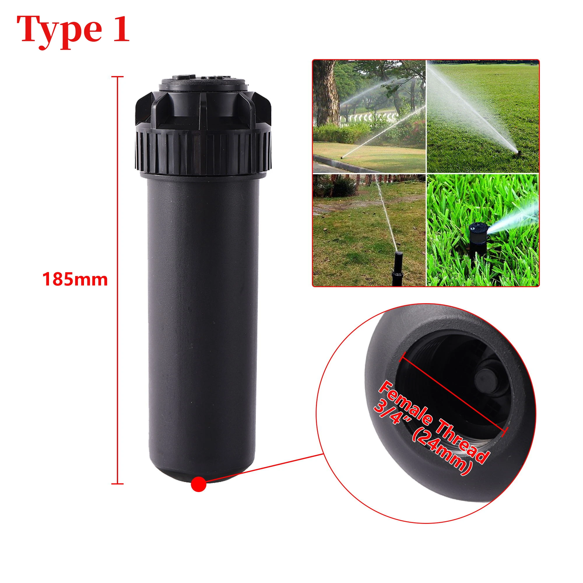 3/4 Inch Female Thread sprinkler 40&deg;~360&deg;Adjustable Garden Lawn Rotor Irrigation Sprinkler with 12Pcs Replacement Nozzle 1Pc