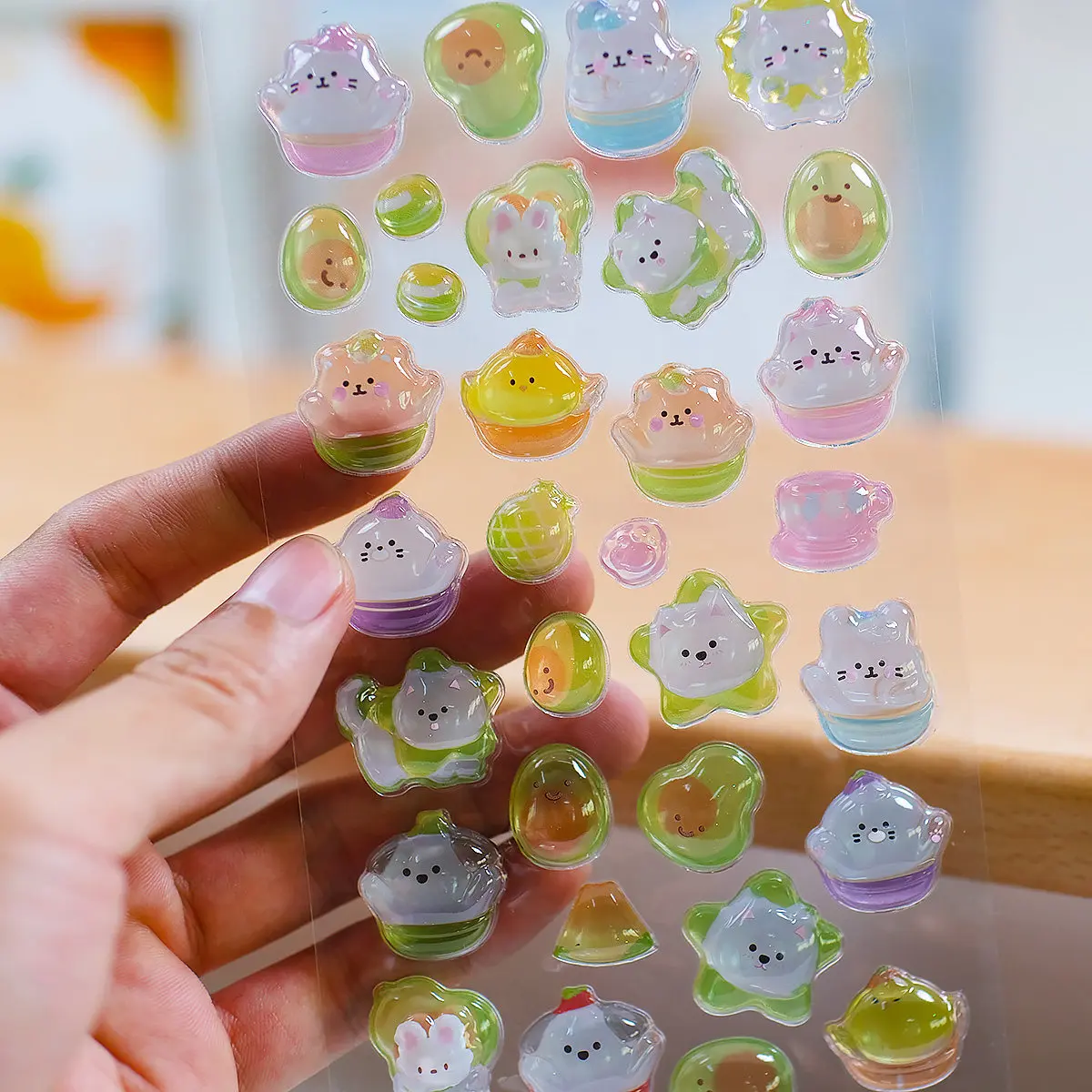 1 pc/4 pcs Cartoon Fruit Diary Drop 3D Relief Stickers Scrapbooking DIY Journaling Stationery Diary Decor School Cute Stickers