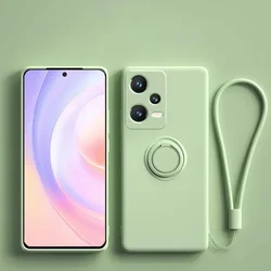 Premium Liquid Silicone Phone Case with Ring Holder - Soft, Durable, and Stylish Protection for Redmi Note14 4G (EU) (Matcha Green)