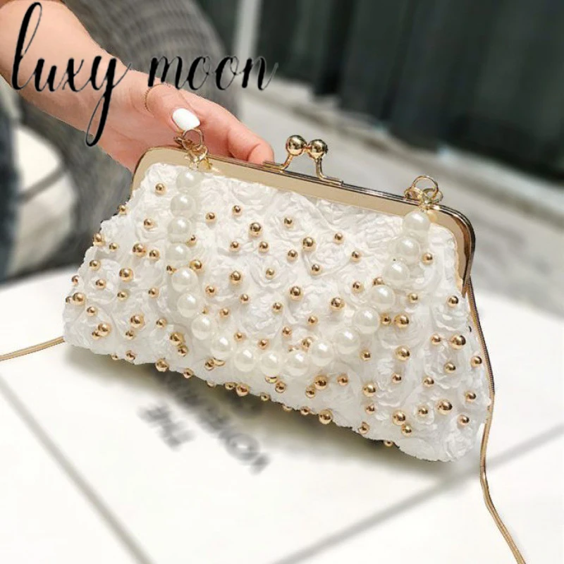 

Luxy Moon Pearls Chain Evening Clutches Purse For Women Wedding Bride Handbags Fashion Elegant Ladies Luxury Banquet Bags Z610