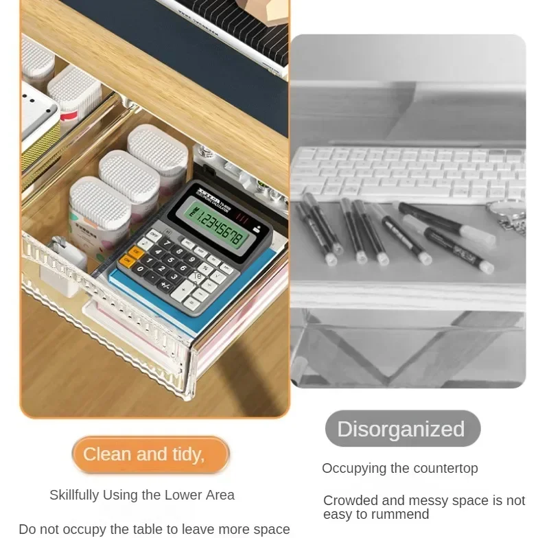 Storage Table Shelf Storage Box Pull Out Hanging Under Desk Drawer Large Capacity self adhesive storage box,drawer organizers,desktop storage box,storage box,under desk drawer