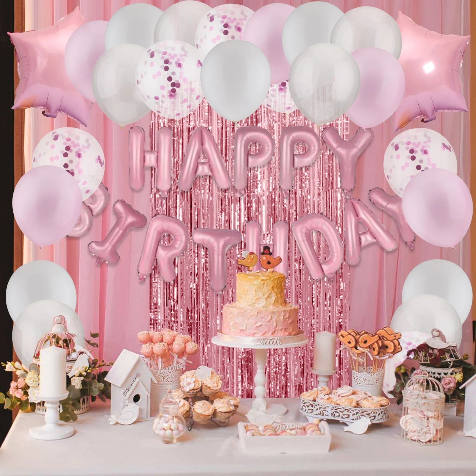 

Macaroon Latex Happy Birthday Anniversary Balloons Adult Baby Shower Globos Home Decorations Colored Ribbon Banner Party Decors