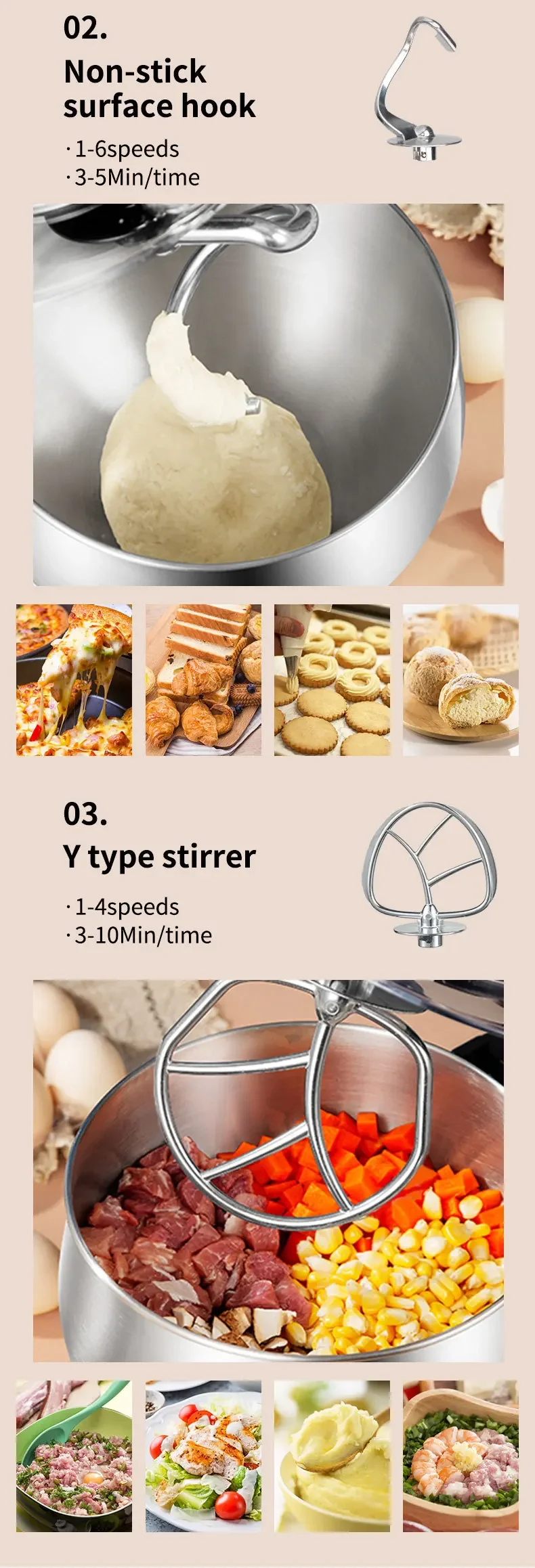 Description Picture 5 of itemHouselin Electric Stand Mixer 11-Litre, Dough Hook, Flat Beater Attachments, Splash Guard 6 Speeds with Whisk