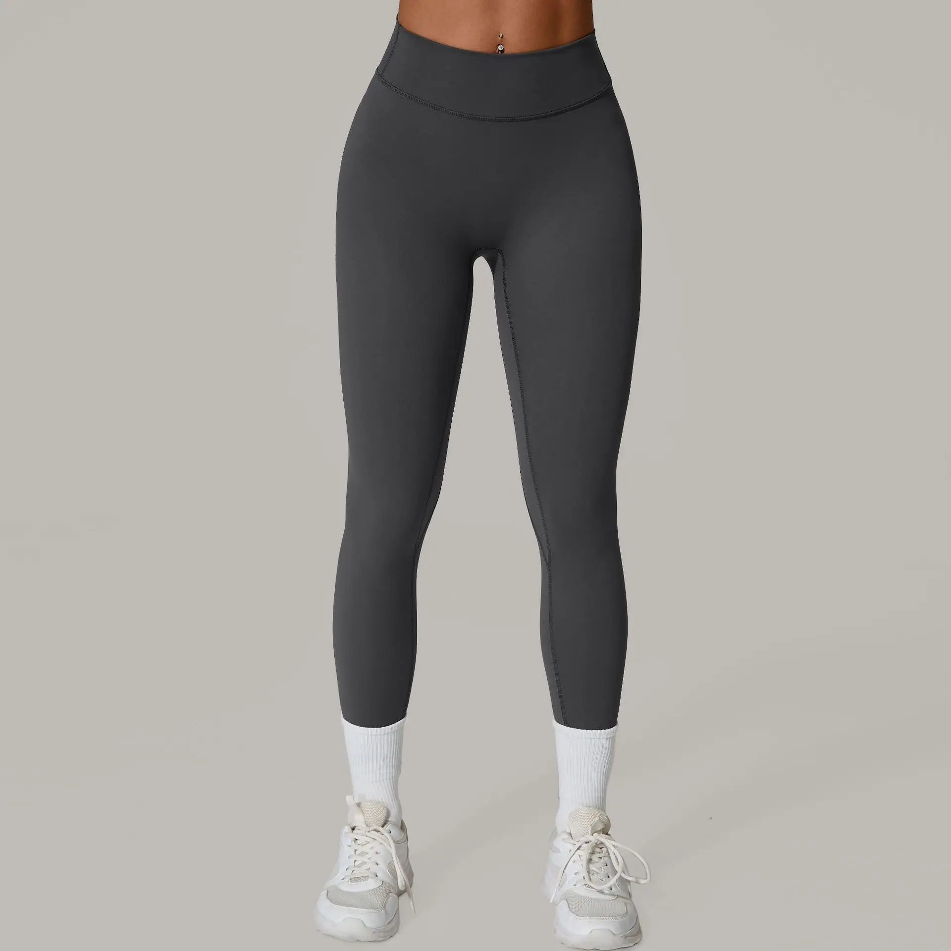 Nuovi leggings da donna a vita alta pantaloni da yoga elasticizzati collant push up fitness corsa abbigliamento sportivo pantaloni scrunch tinta unita - immagine 5