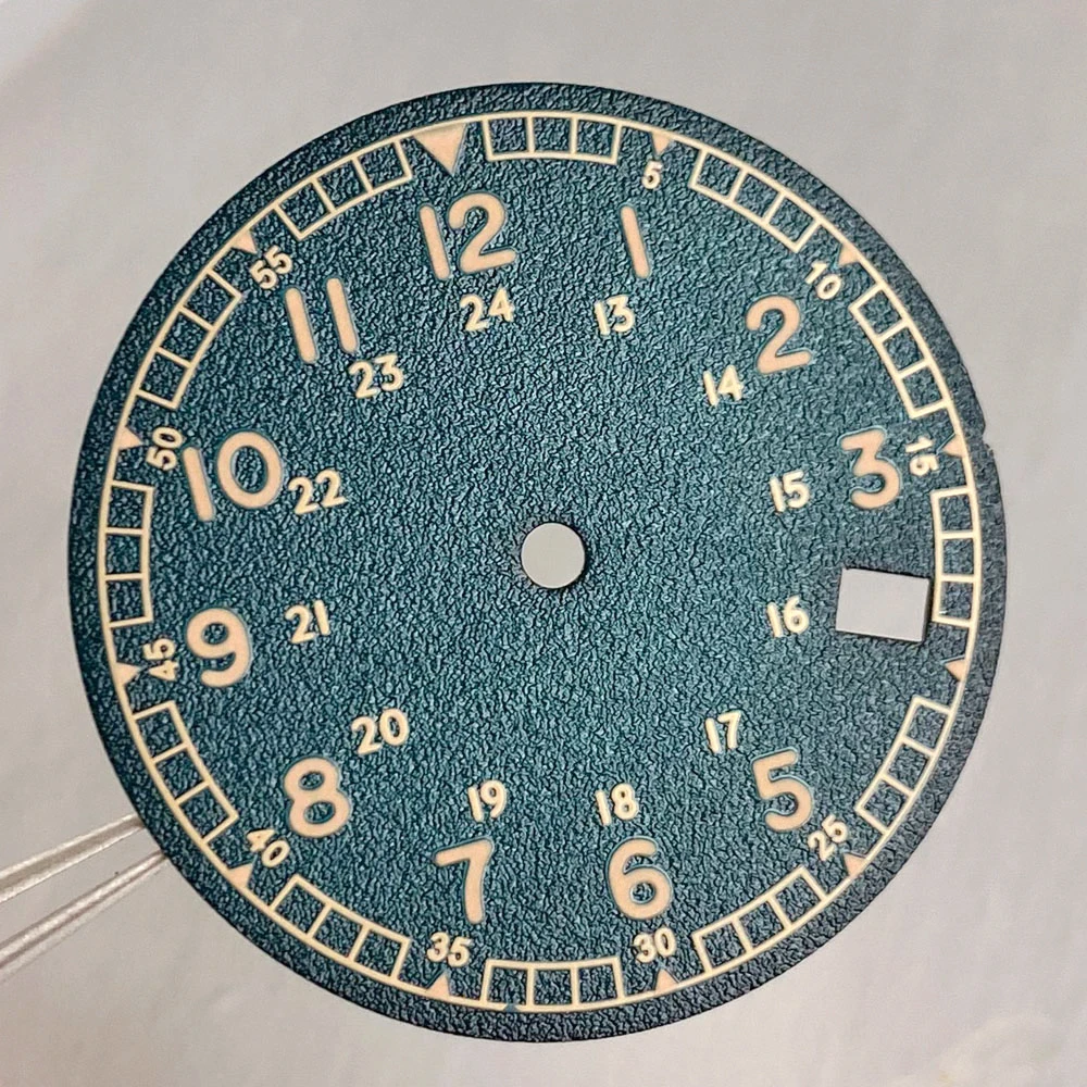 Textured Watch Dial in Black, White, and Peacock Blue - 29mm, No Logo, DIY Accessory Replacement