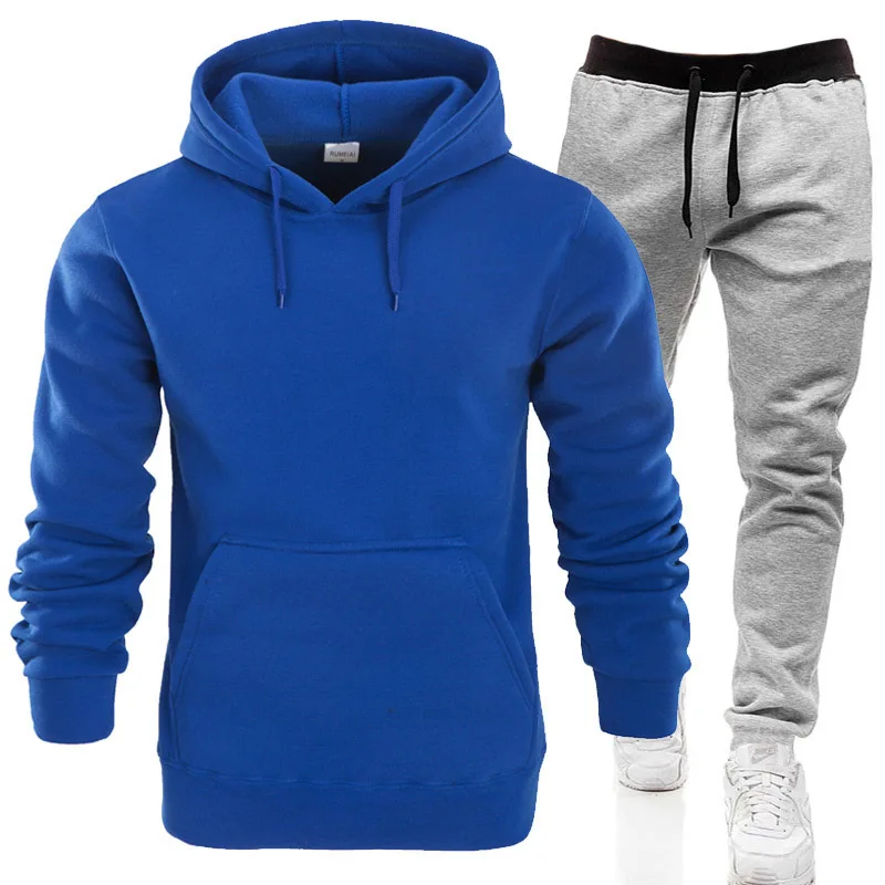 Winter Hoodie Sets Men Fashion Fleece Red Hoodies Black Pants Casual Jogger Suit Tracksuit Sweatshirt Woman Pullover sports suit sports set tracksuit set