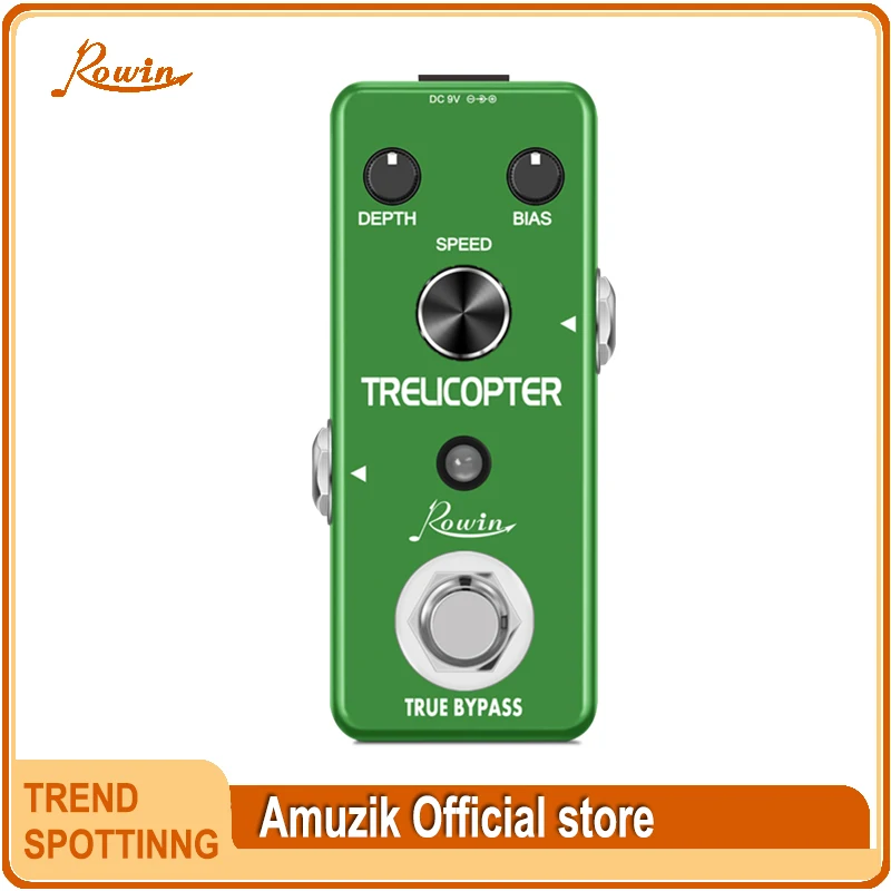

Rowin Guitar Trelicopter Effect Pedal Classic Optical Tremolo BIAS Knob for Electric Guitars
