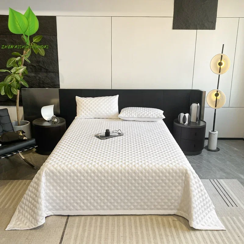 150x230 White Bedspread On The Bed 침대커버 Quilted Bedsheet Simple Style Bed Cover Queen Size Colchas 1pc(Pillowcase Need Order)
