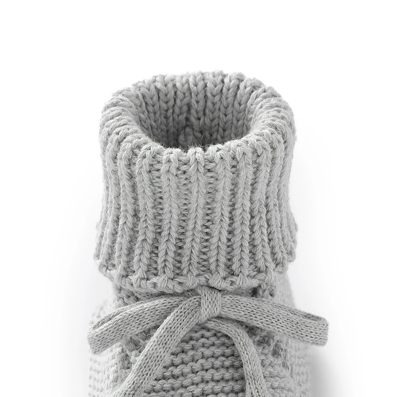 Infant Baby Shoes Knit Cotton Boys Girl Boots Fashion Tie Solid Newborn Walk Bed Footwear Toddler Kid Clothing Accessories 0-18M Casual Shoes