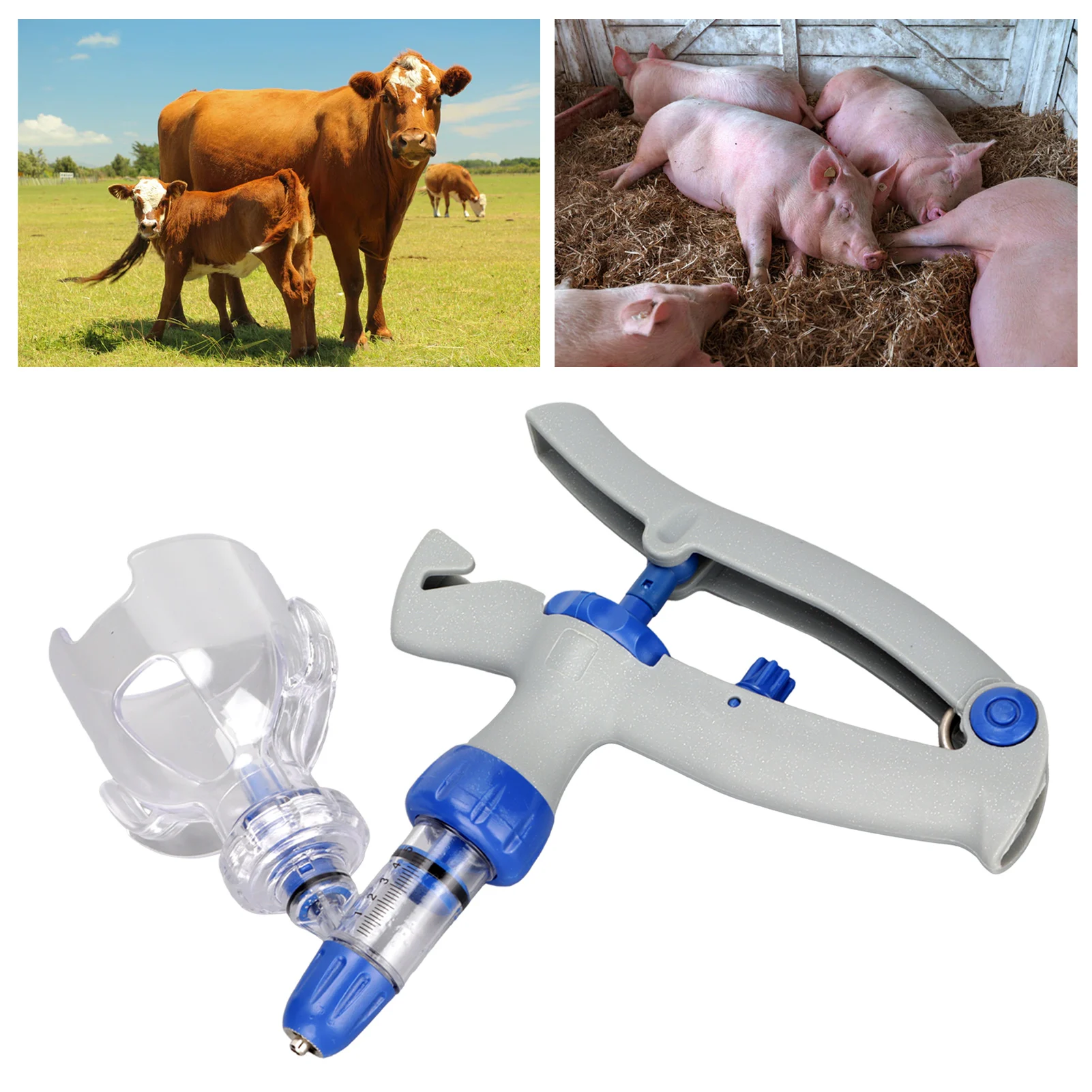 5ml Vterinary Syringe Adjustable Continuous Livestock Injector For Animal Disposable Plastic Needle