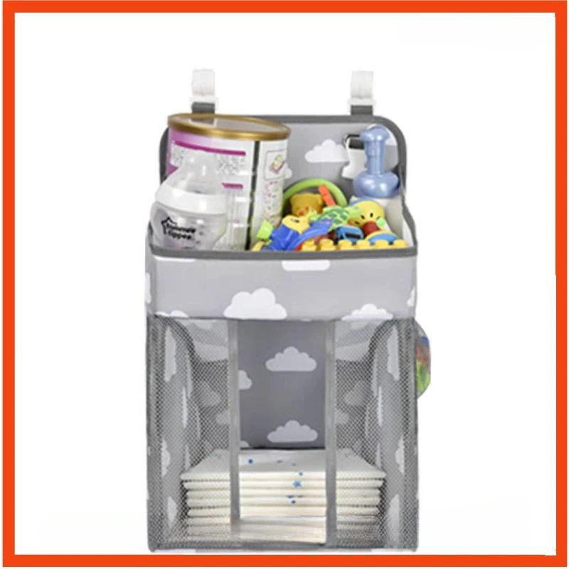 Multifunctional Crib Storage Bag Hanging Bag Cloud Print Cartoon Storage Bag Ready for Bedroom Folding Storage Hanging Bag 3