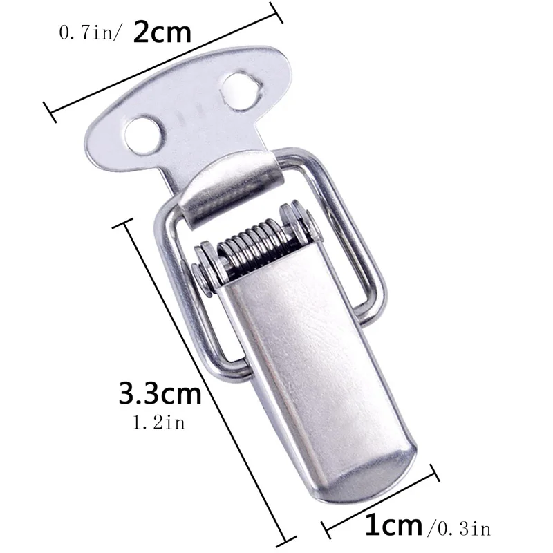 Description Picture 3 of item6 Set Stainless Steel Tension Lock Cap Lock Cabinet Boxes Spring Loaded Latch Catch Toggle Hasp Sliding Tool Part High Quality