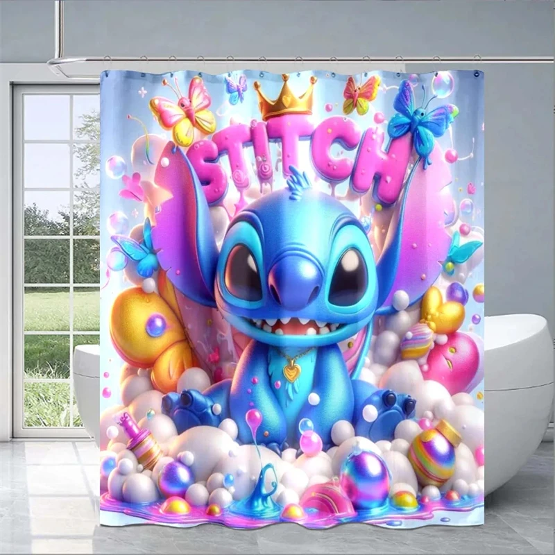 

Stitch Shower Curtain Waterproof Anti-corrosion Bathroom Accessories Restroom Decoration Luxury Anime Home Decor Curtain